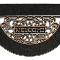 HAMAT Buitenmat Mathara Halfrond - 70x45cm - Naturel/Zwart - Deurmat