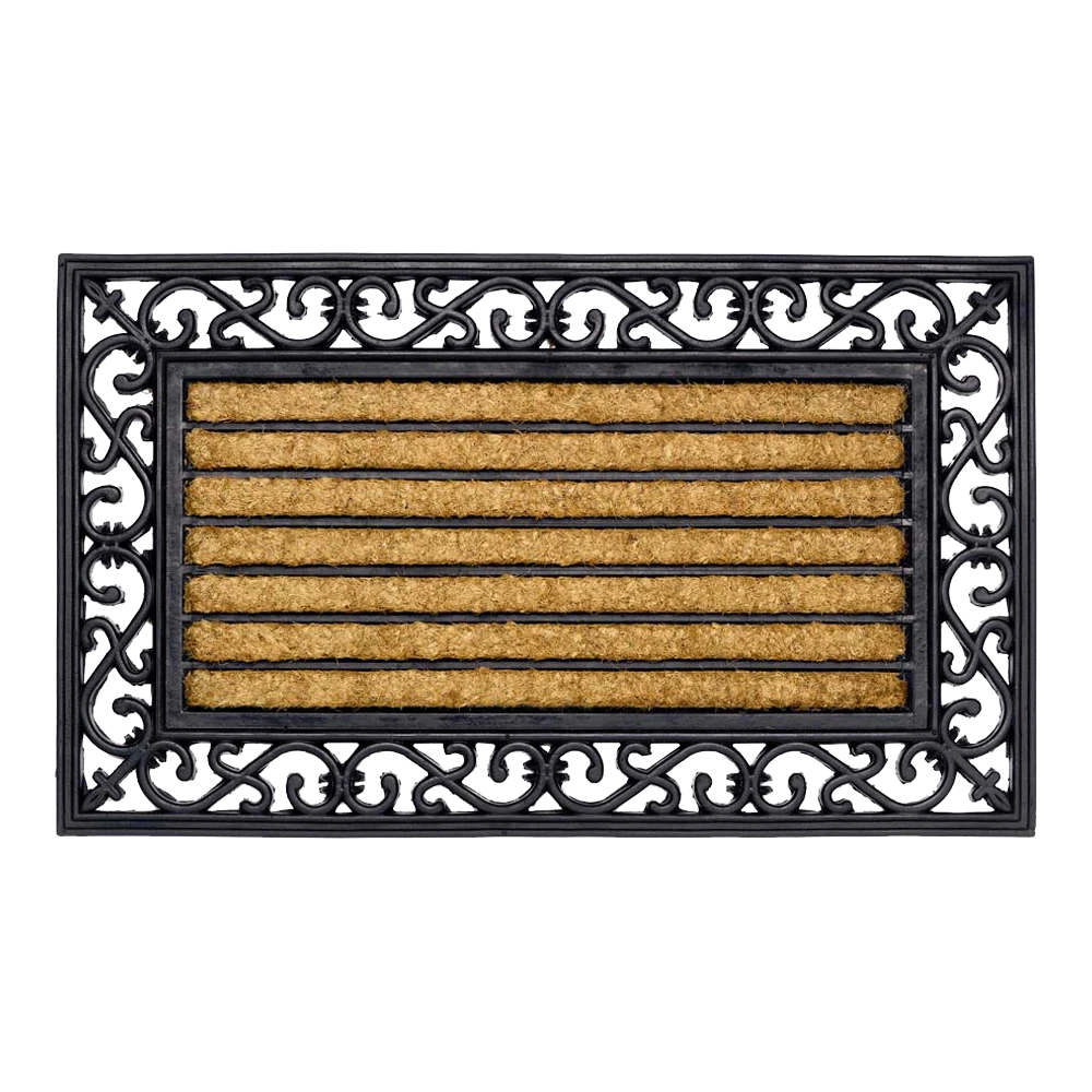 HAMAT Impala Brush Rectangle Kokosmat - 75x45cm - Naturel/Zwart - Deurmat