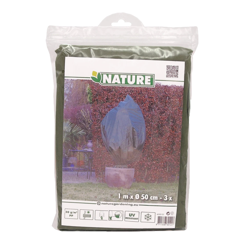 Nature Winterhoes Met Koord D50cm X 1m 50 G/mu00b2 3 Stuks Groen