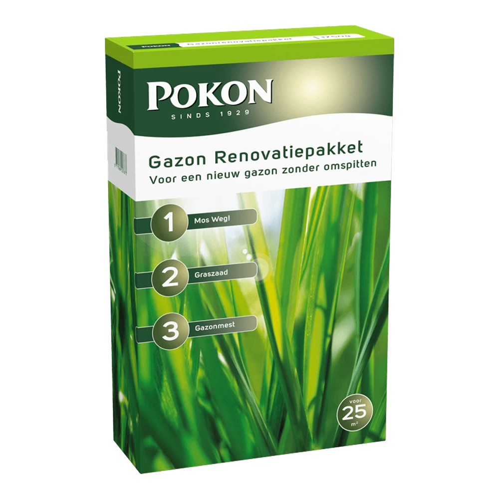 Pokon Gazon Renovatiepakket 3-in-1 1,75kg Voor 25mu00b2 - Gazonmeststof, Graszaad