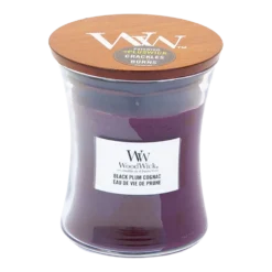 Woodwick Black Plum Cognac Medium Candle - Geurkaars