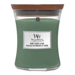 Woodwick Mint Leaves & Oak Medium Candle - Geurkaars