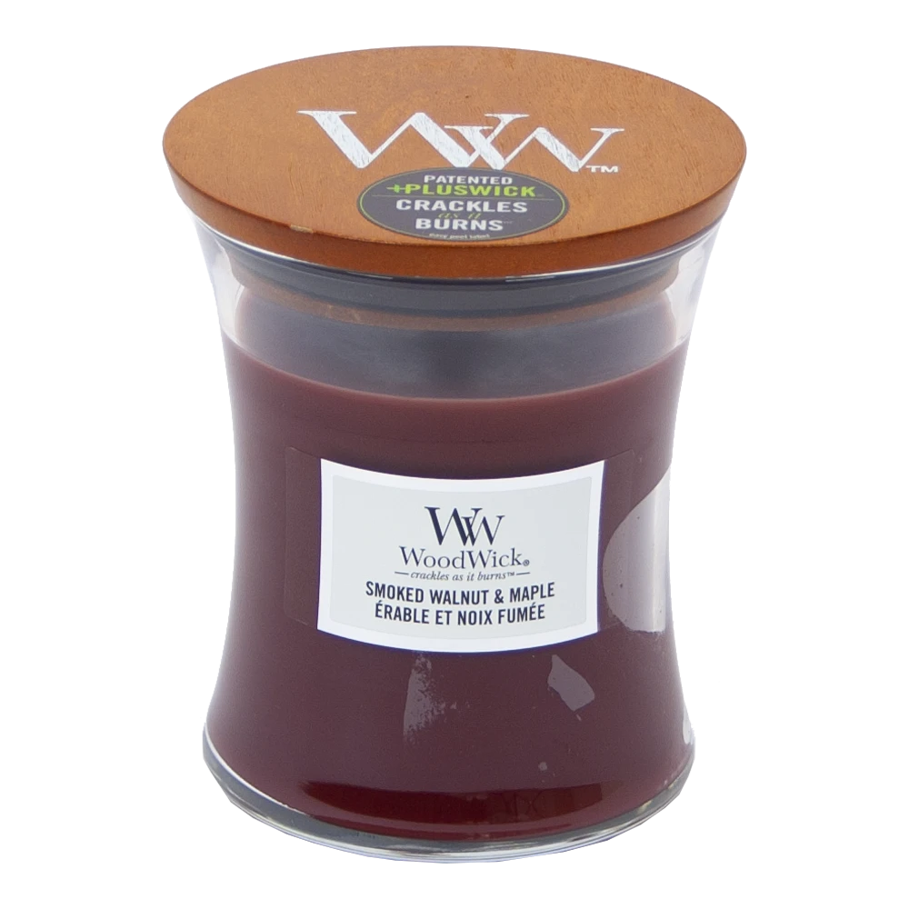 Woodwick Smoked Walnut & Maple Medium Candle - Geurkaars