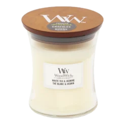 Woodwick White Tea & Jasmine Medium Candle - Geurkaars
