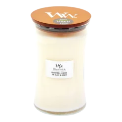 Woodwick White Tea & Jasmine Large Candle - Geurkaars